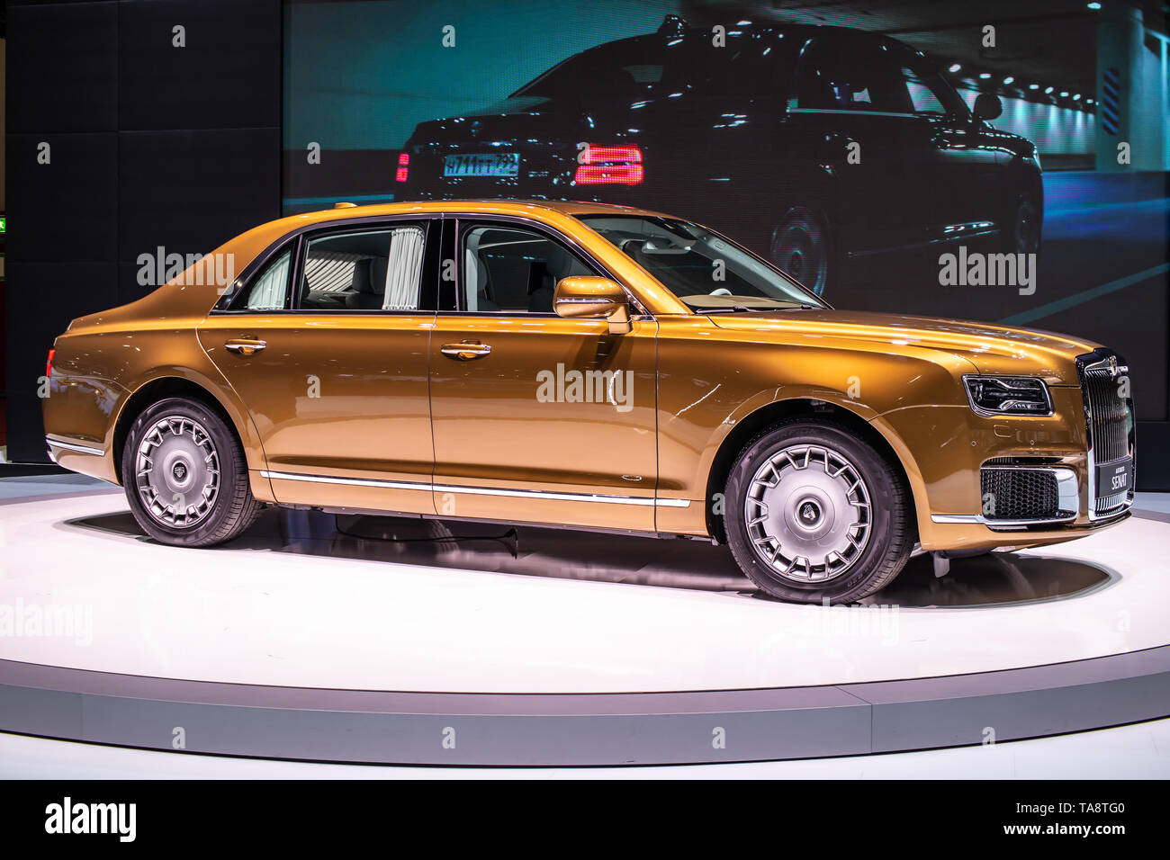 Ginevra, Svizzera, Marzo 05, 2019 Aurus Senat auto a Ginevra International Motor Show, full-size di lusso limousine blindata, sviluppato da NAMI Foto Stock