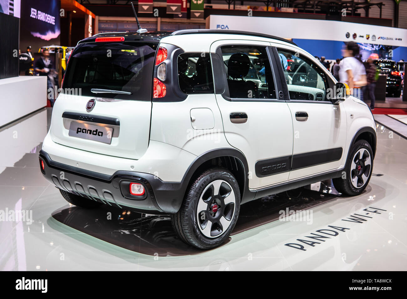 Ginevra, Svizzera, Marzo 05, 2019: metallic bianco Fiat Panda WI-FI a Ginevra International Motor Show, fabbricati e commercializzati dalla Fiat Foto Stock