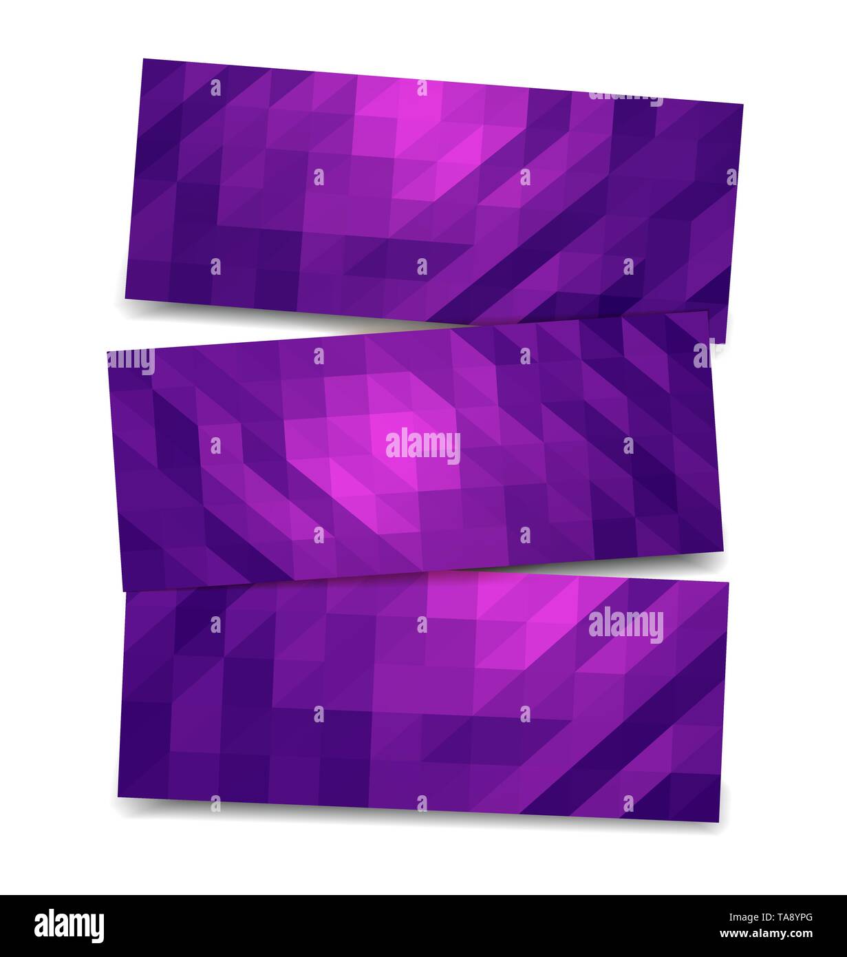 Bassa poli banner poligonale set di tag advertising design mock up copia schede di spazio con ombra Illustrazione Vettoriale