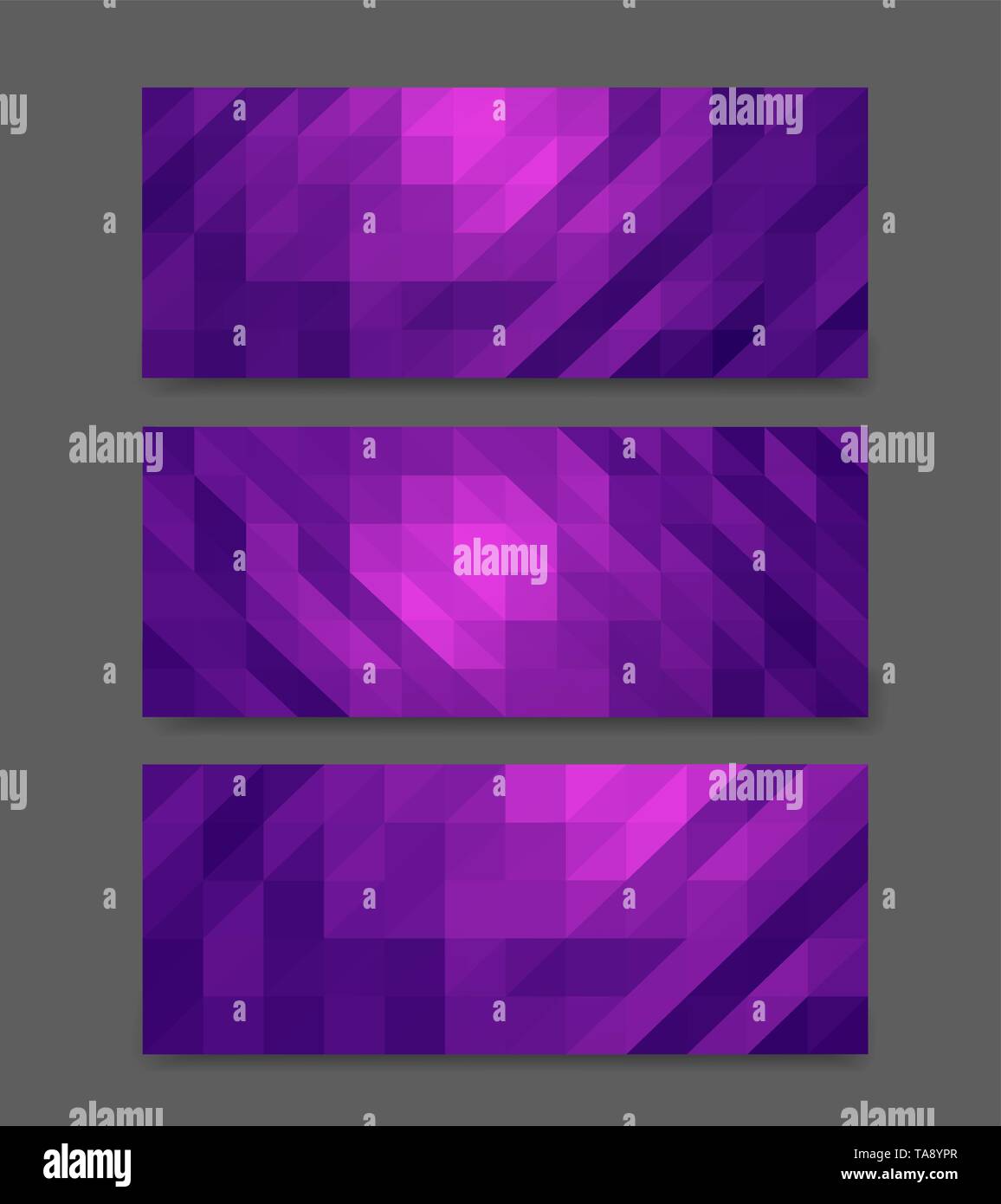 Bassa poli banner poligonale set di tag advertising design mock up copia schede di spazio con ombra Illustrazione Vettoriale