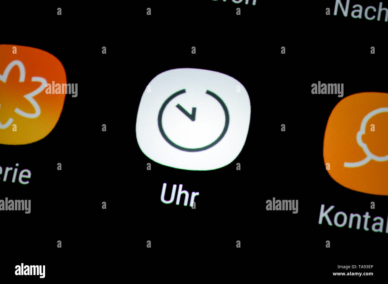 Smartphone, display, ext., orologio, display, App, Uhr Foto Stock