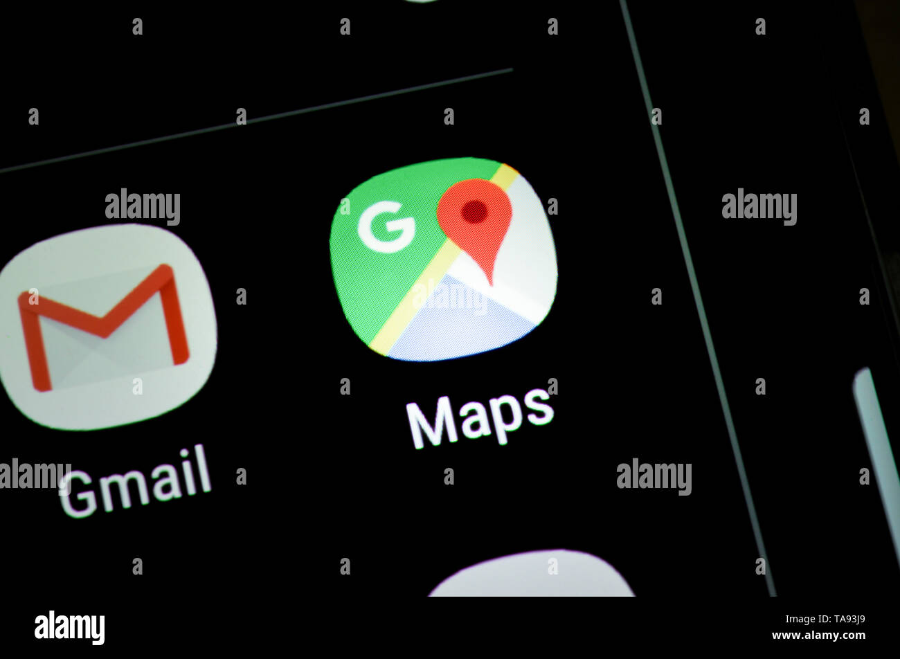 Smartphone, display, ext., Google Maps, Display, App Foto Stock