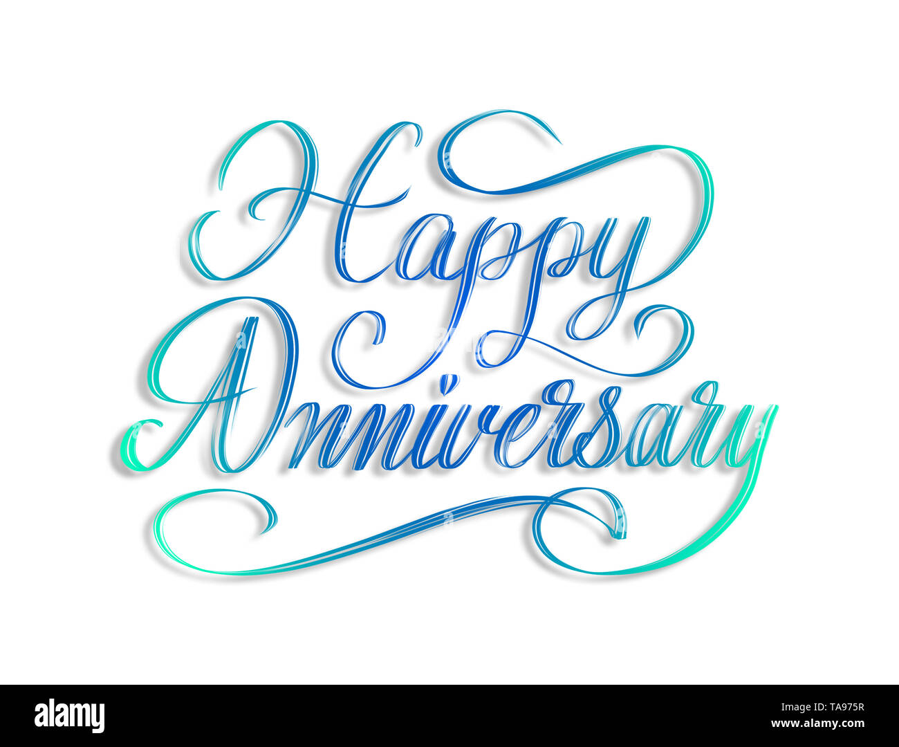 Buon anniversario - bella script scritte a mano design composizione Foto Stock