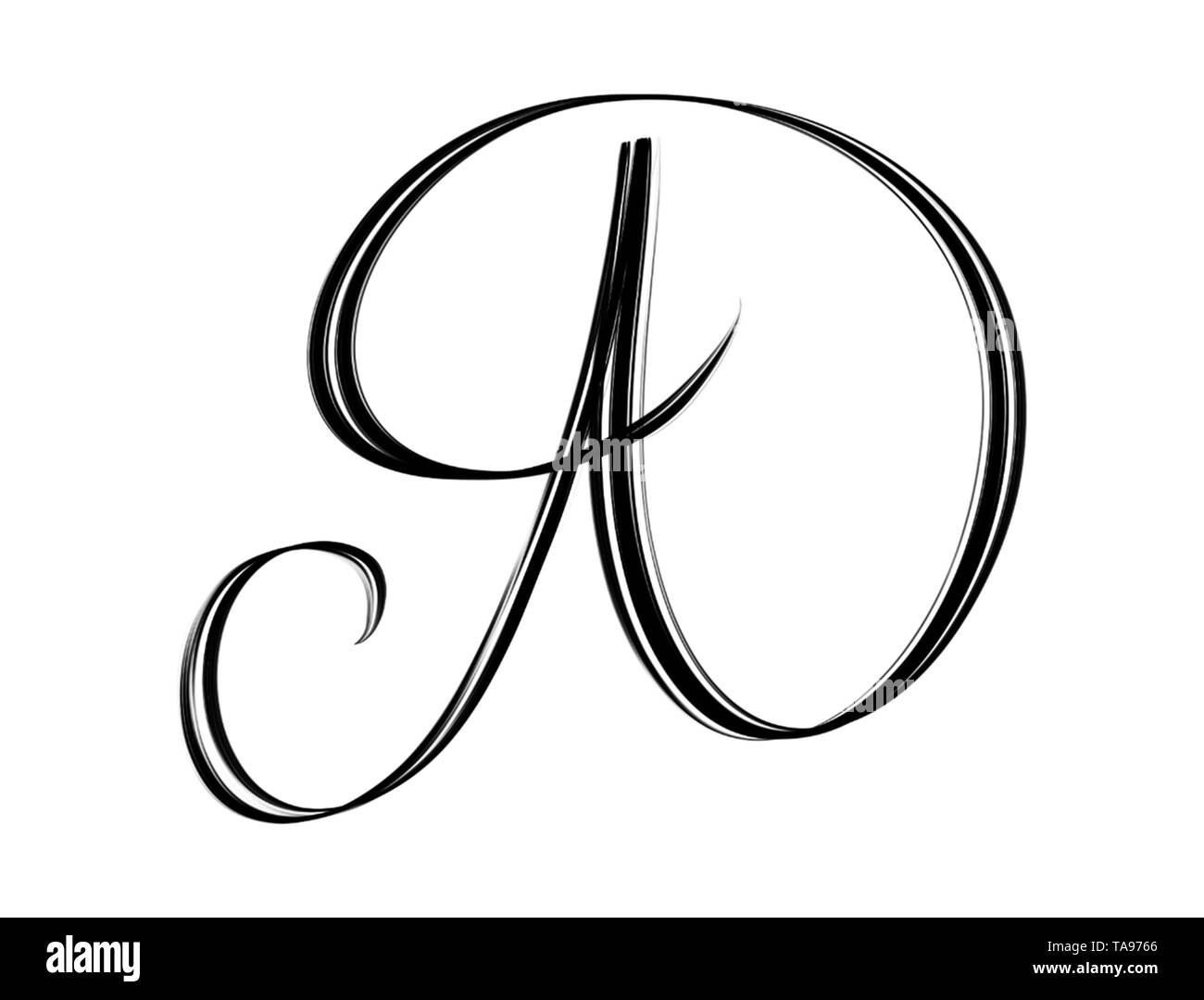 Capitale A - Spazzola di script di scritte in isolato nero su bianco bacckground Foto Stock