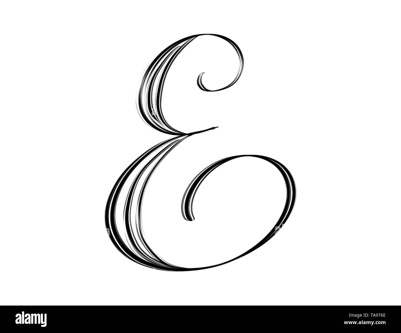 Bella lettera e letterati a mano su sfondo bianco Foto Stock