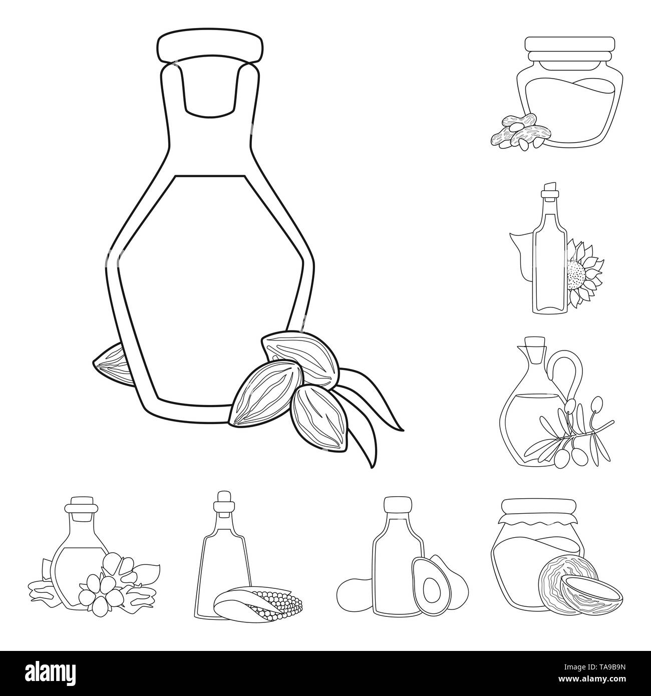 Oggetto isolato di sani e segno di vegetali. Set di sani e prodotti organici simbolo azionario per il web. Illustrazione Vettoriale