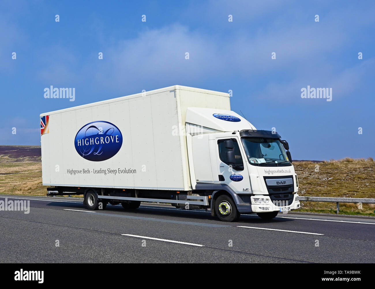 Letti Highgrove- leader evoluzione del sonno pesante. Autostrada M6, in direzione sud, Shap, Cumbria, England, Regno Unito, Europa. Foto Stock