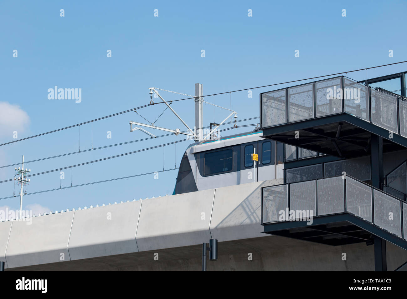 Maggio 2019 Sydney, Australia: La nuova metropolitana di Sydney Nord-ovest Skytrain si apre questa Domenica, 26 maggio con la corsa libera attraverso la nuova linea tutto il giorno Foto Stock