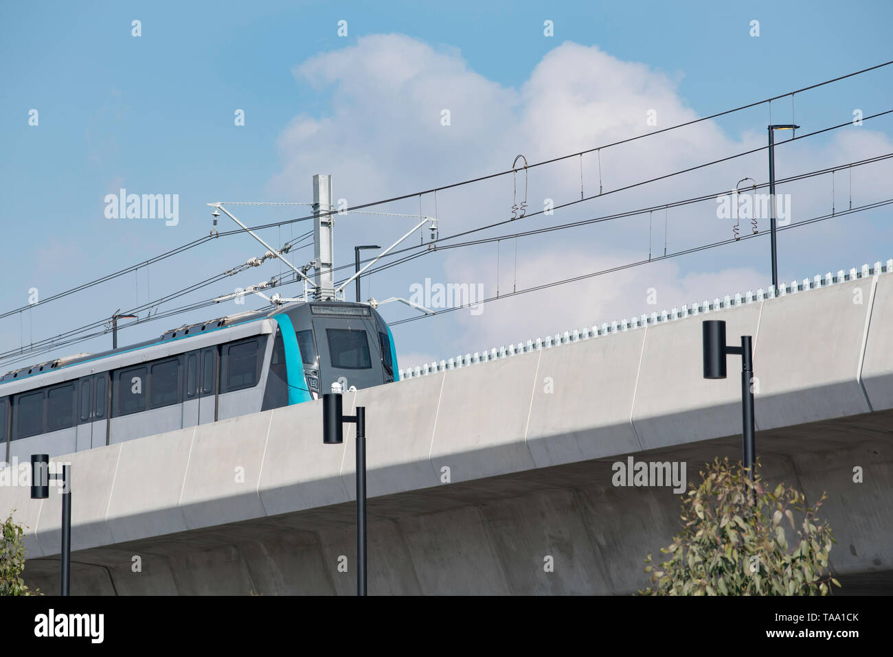 Maggio 2019 Sydney, Australia: La nuova metropolitana di Sydney Nord-ovest Skytrain si apre questa Domenica, 26 maggio con la corsa libera attraverso la nuova linea tutto il giorno Foto Stock