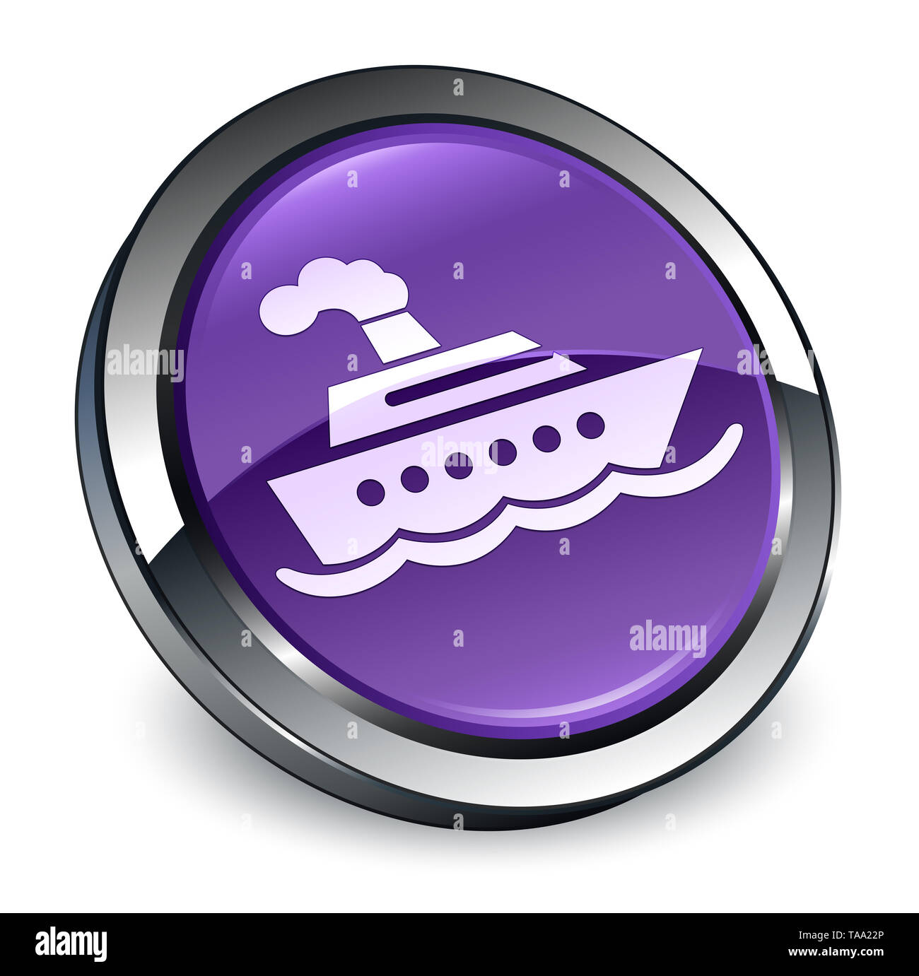 La nave di crociera icona isolati su 3d viola pulsante rotondo illustrazione astratta Foto Stock
