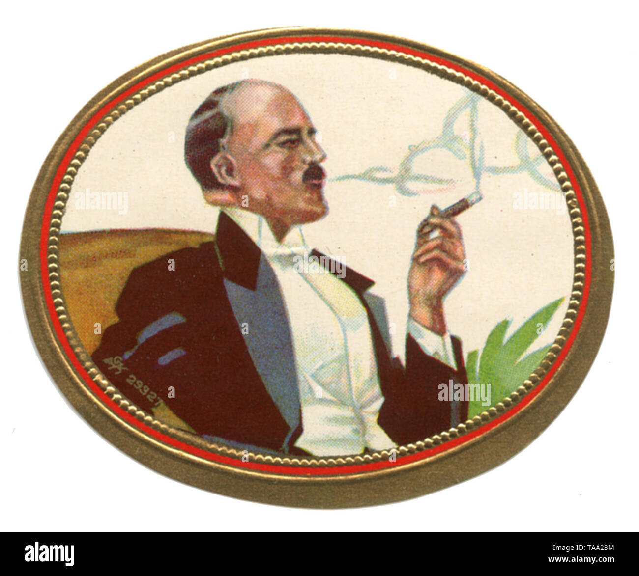 Il sigaro fumatore, immagine di un astuccio per sigari , (, ) Foto Stock