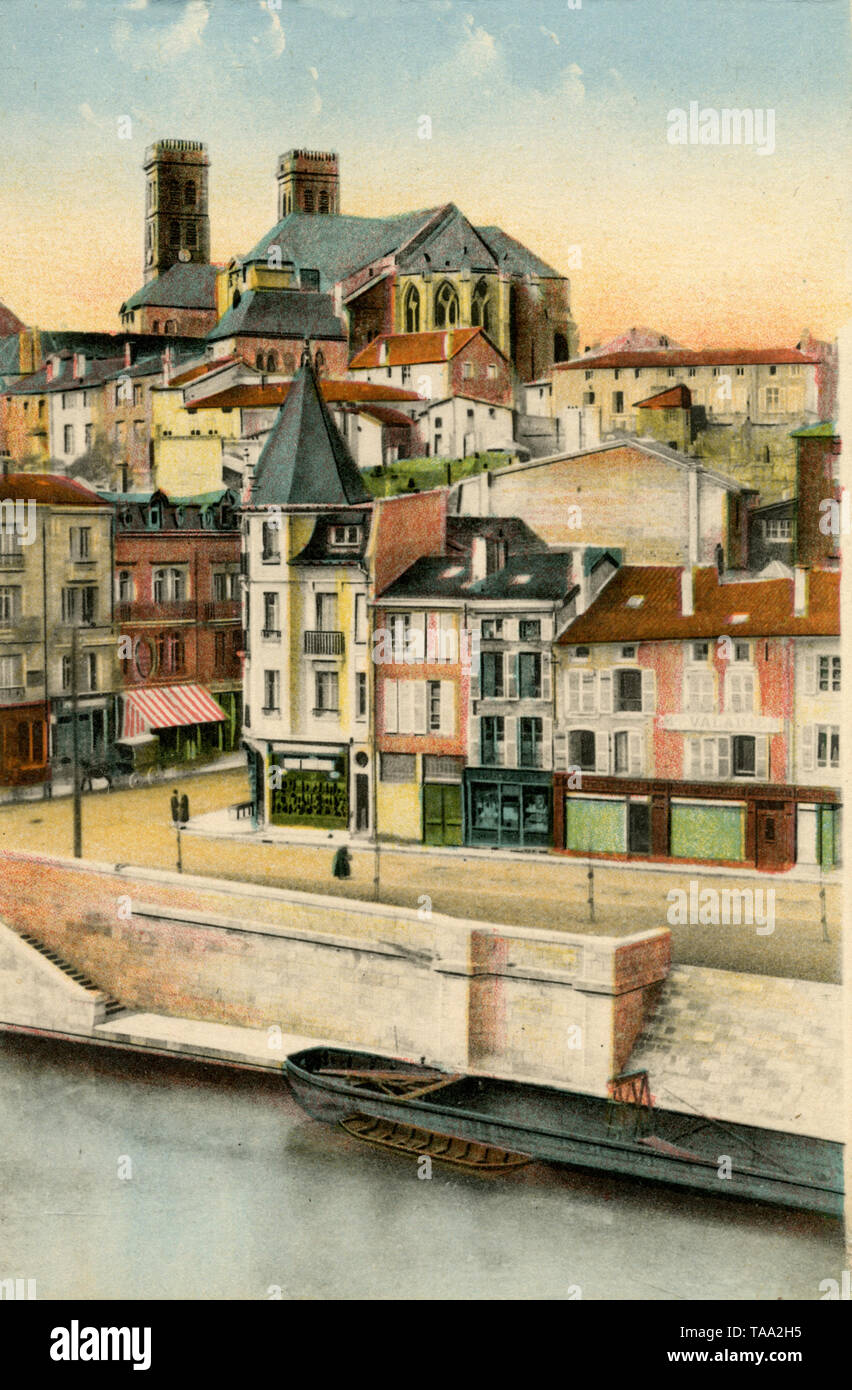 Cattedrale di Verdun e Quai de Londres, cartolina , (cartolina, ) Foto Stock