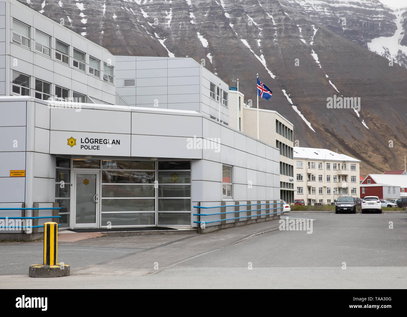 Stazione di polizia in isafjordour, Islanda Foto Stock