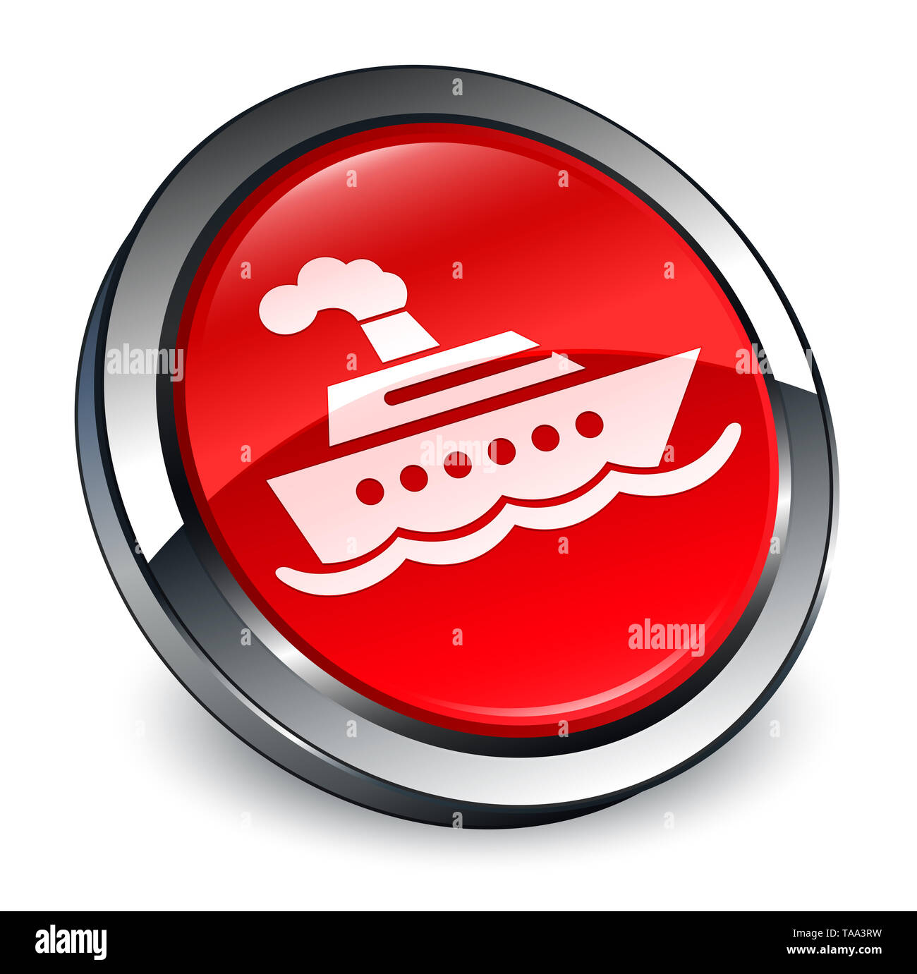 La nave di crociera icona isolati su 3d rosso pulsante rotondo illustrazione astratta Foto Stock
