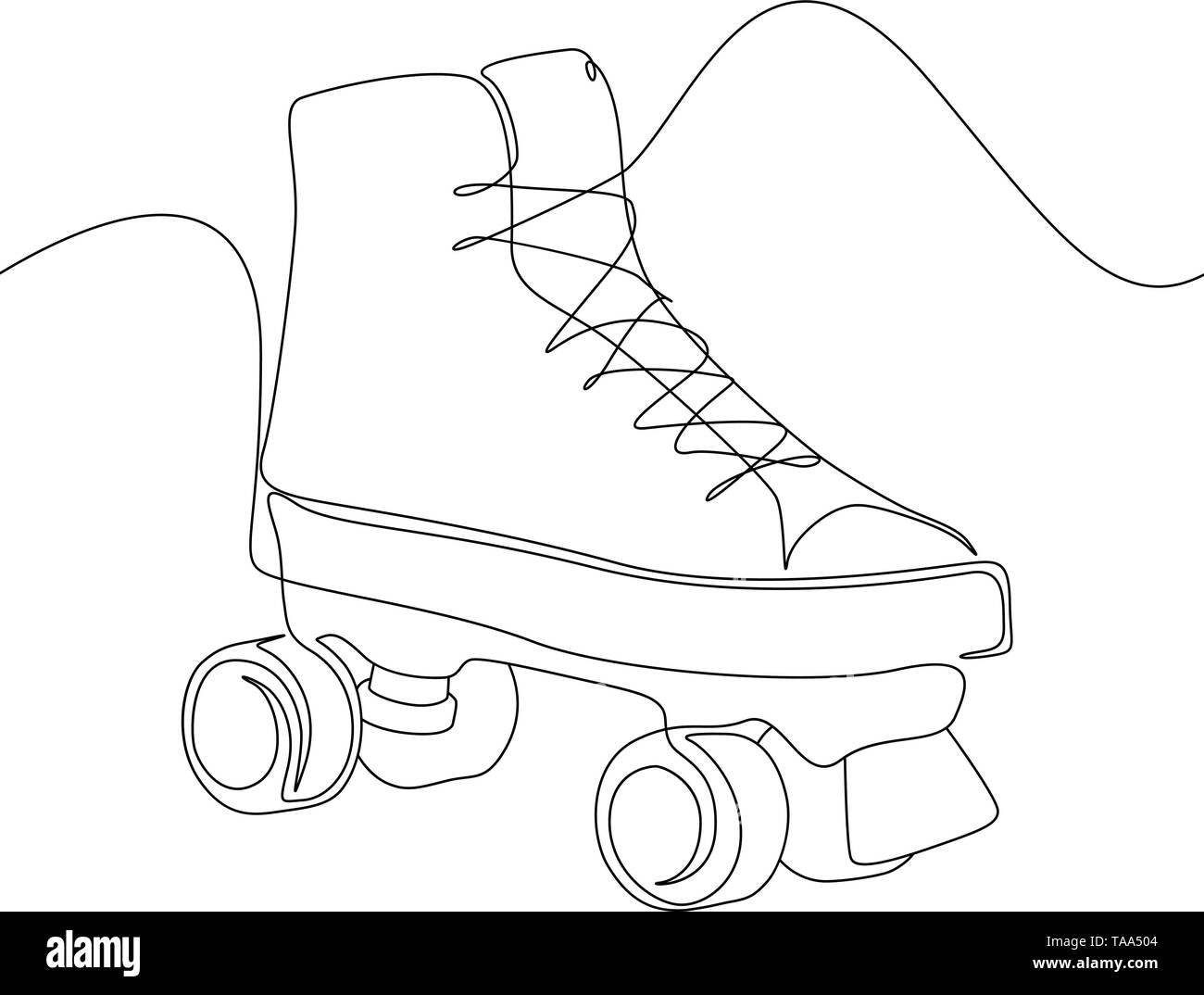 Continuo di un disegno della linea pattino a rotelle. Sport e ricreazione  tema Immagine e Vettoriale - Alamy