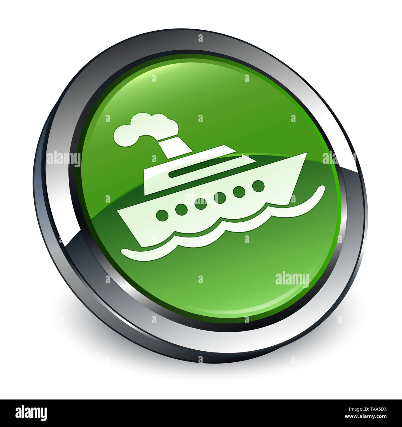 La nave di crociera icona isolati su 3d soft verde pulsante rotondo illustrazione astratta Foto Stock