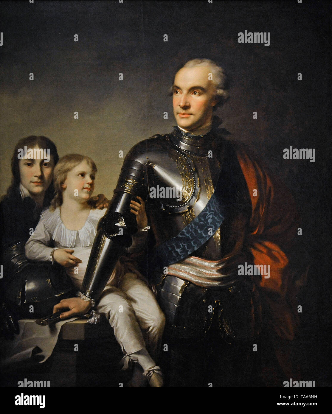 Giovanni Battista Lampi (1751-1830). Pittore italiano. Stanislaw Szczesny Potocki con i suoi figli Stanislaw e Szczesny Jerzy, ca.1788-1790. Museo Nazionale. Varsavia. La Polonia. Foto Stock