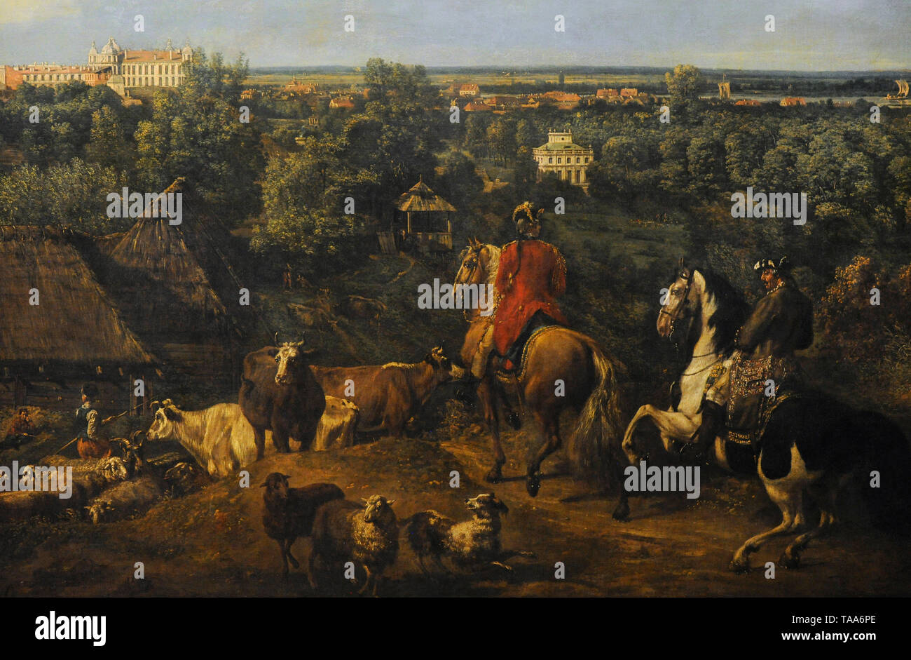 Bernardo Bellotto chiamato Canaletto il Giovane (1721-1780). Pittore italiano. Vista di Ujazdow e Lazienki a Varsavia, 1776. Dettaglio. Museo Nazionale. Varsavia. La Polonia. Foto Stock