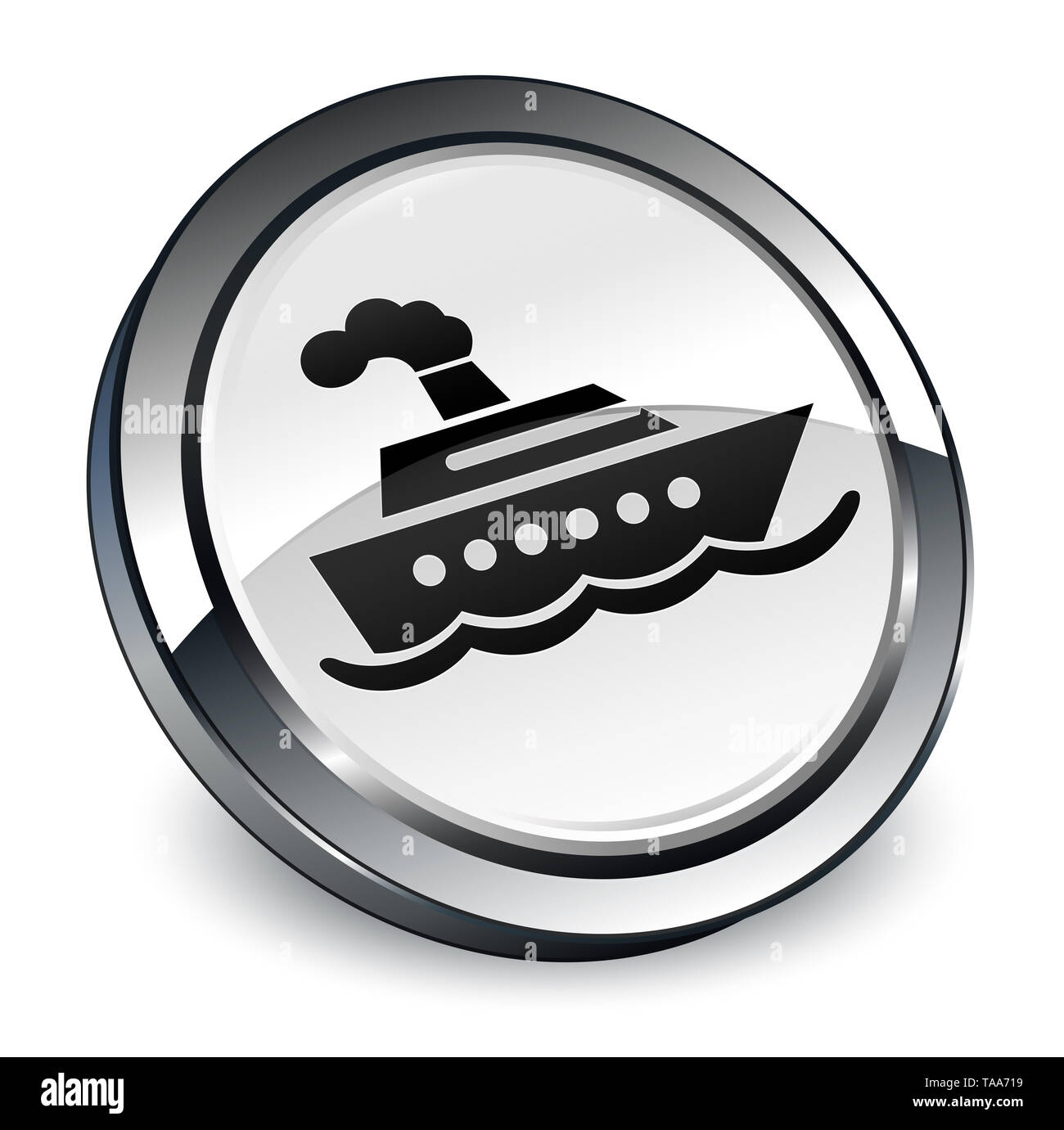 La nave di crociera icona isolati su 3D bianco pulsante rotondo illustrazione astratta Foto Stock