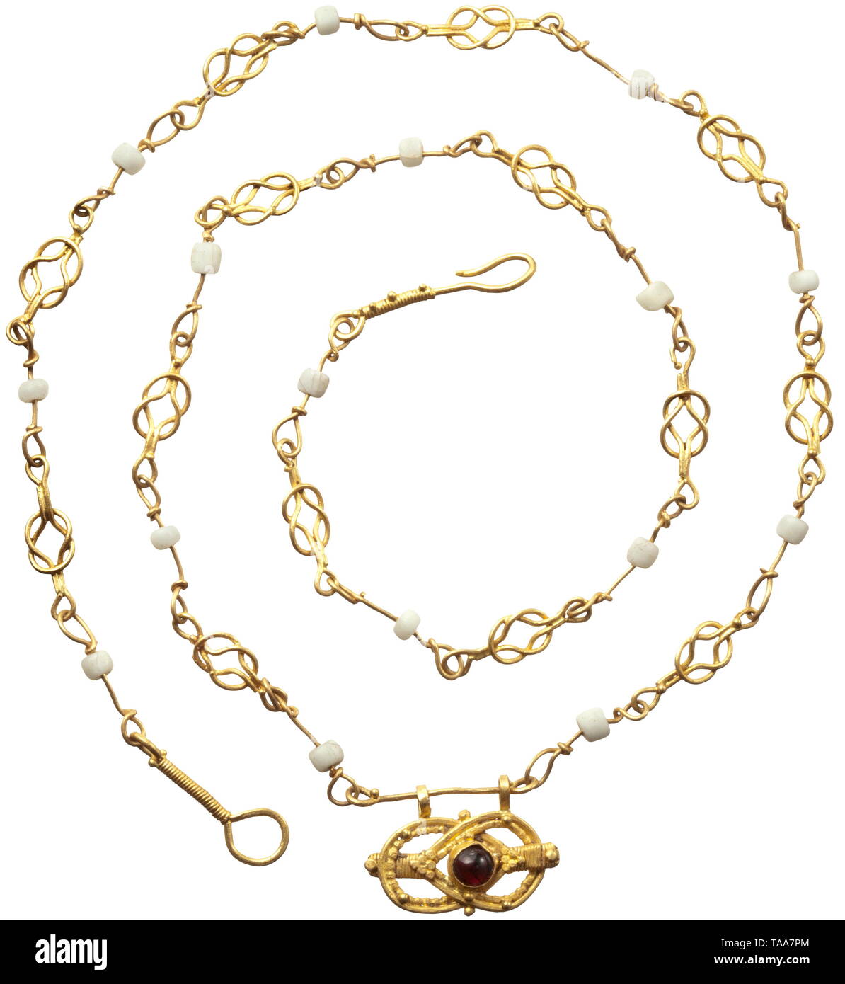 Un Romano collana dorata con nodi di Ercole, 2° - 3° secolo la Collana  fatta di filo alternati collegamenti con un nodo di Ercole o un  collegamento filettato con un bianco di