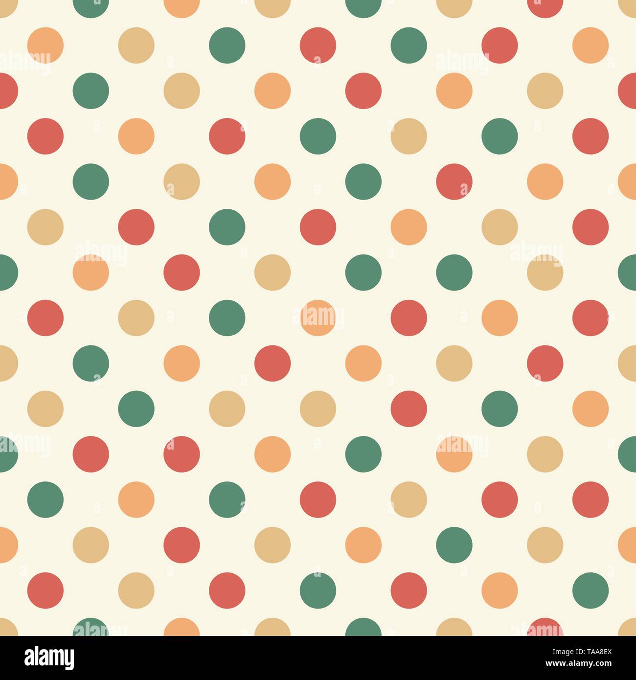 Polka Dot sfondo - rosso, verde e arancione vettore. Illustrazione Vettoriale