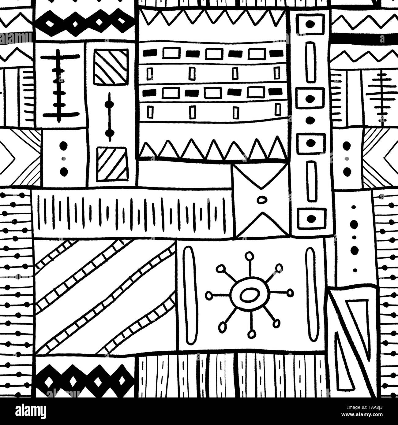 Tribale africano - disegno artistico texture moda. Seamless vettore di fondo. Illustrazione Vettoriale