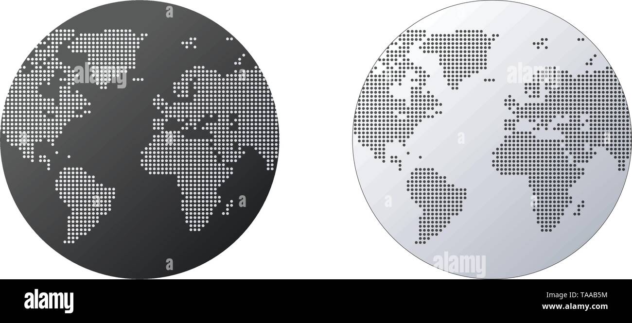 Semplice forma di globo, mappa del mondo creato dai punti su bianco . A livello globale il concetto di connessione. Illustrazione Vettoriale