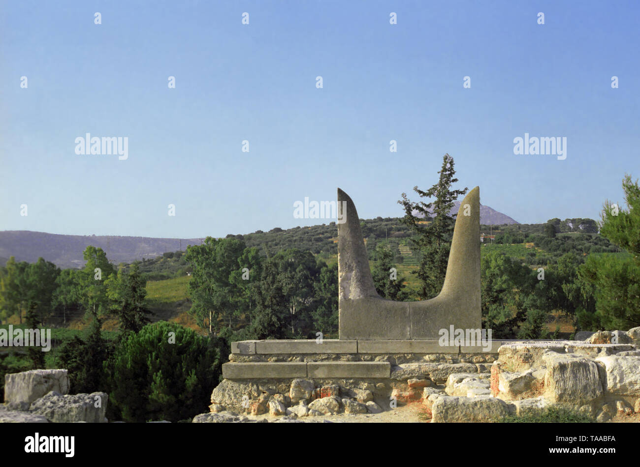 Il ricostruito le corna di consacrazione a Knossos, Cnosso, Creta Foto Stock