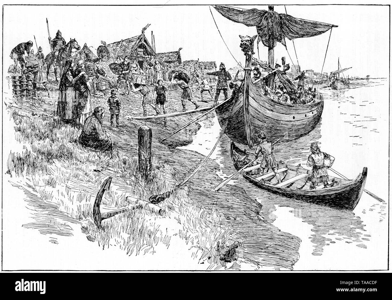 L'insediamento danese di Aldwych. Probabilmente occupato il sito della presente giorno Aldwych, Londra. I danesi hanno assalito la Gran Bretagna e l'Irlanda inizio attorno ad 800 e ha iniziato a stabilirsi in Inghilterra ad 865. Foto Stock