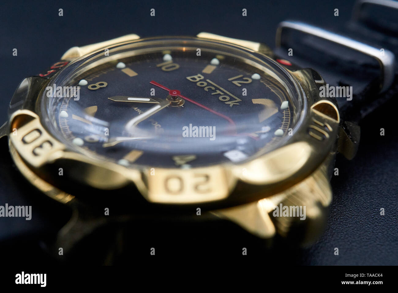Fotografie di dettaglio di un vostock komanderski watch Foto Stock