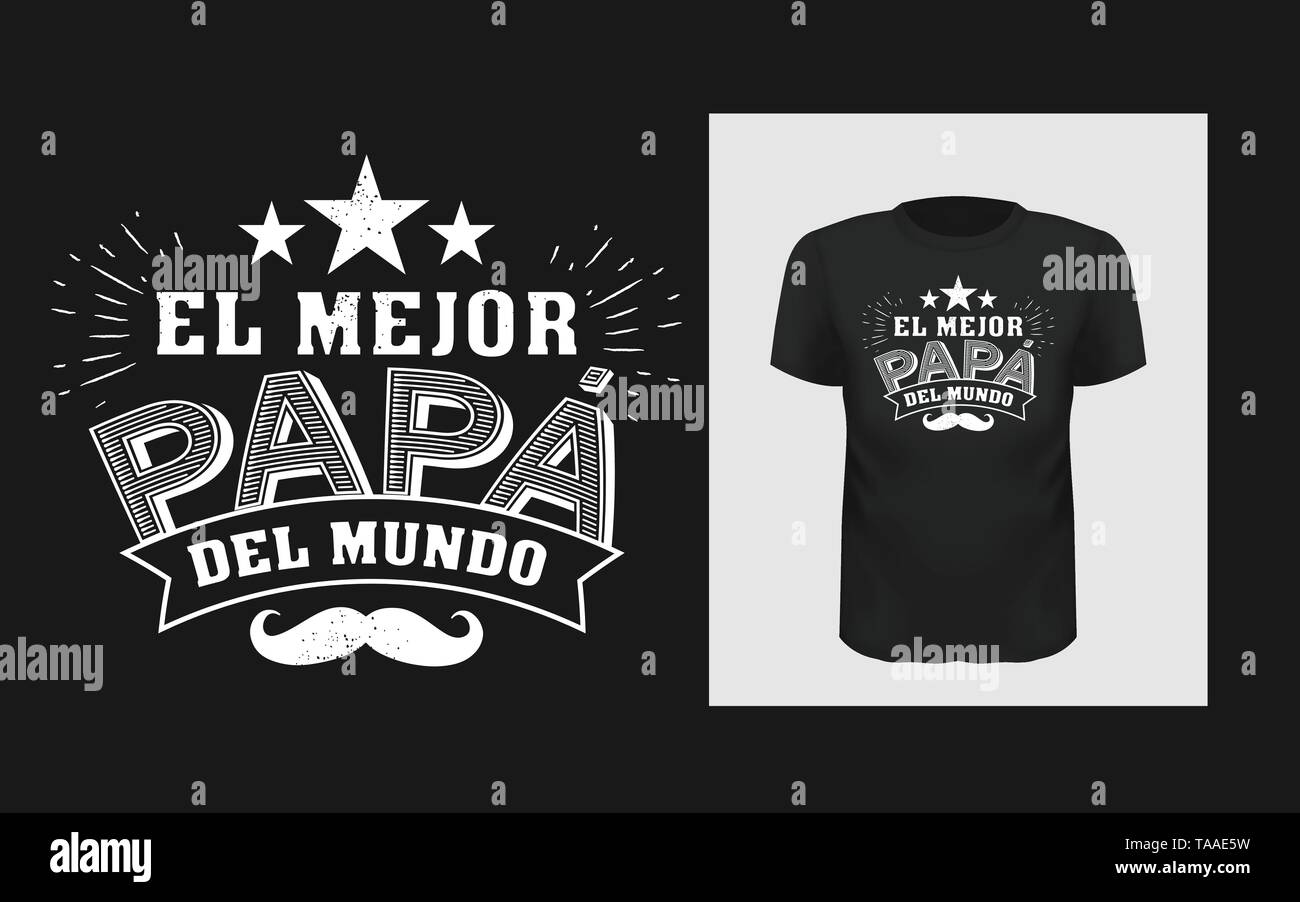 Tshirt El mejor papa del mundo slogan design Illustrazione Vettoriale