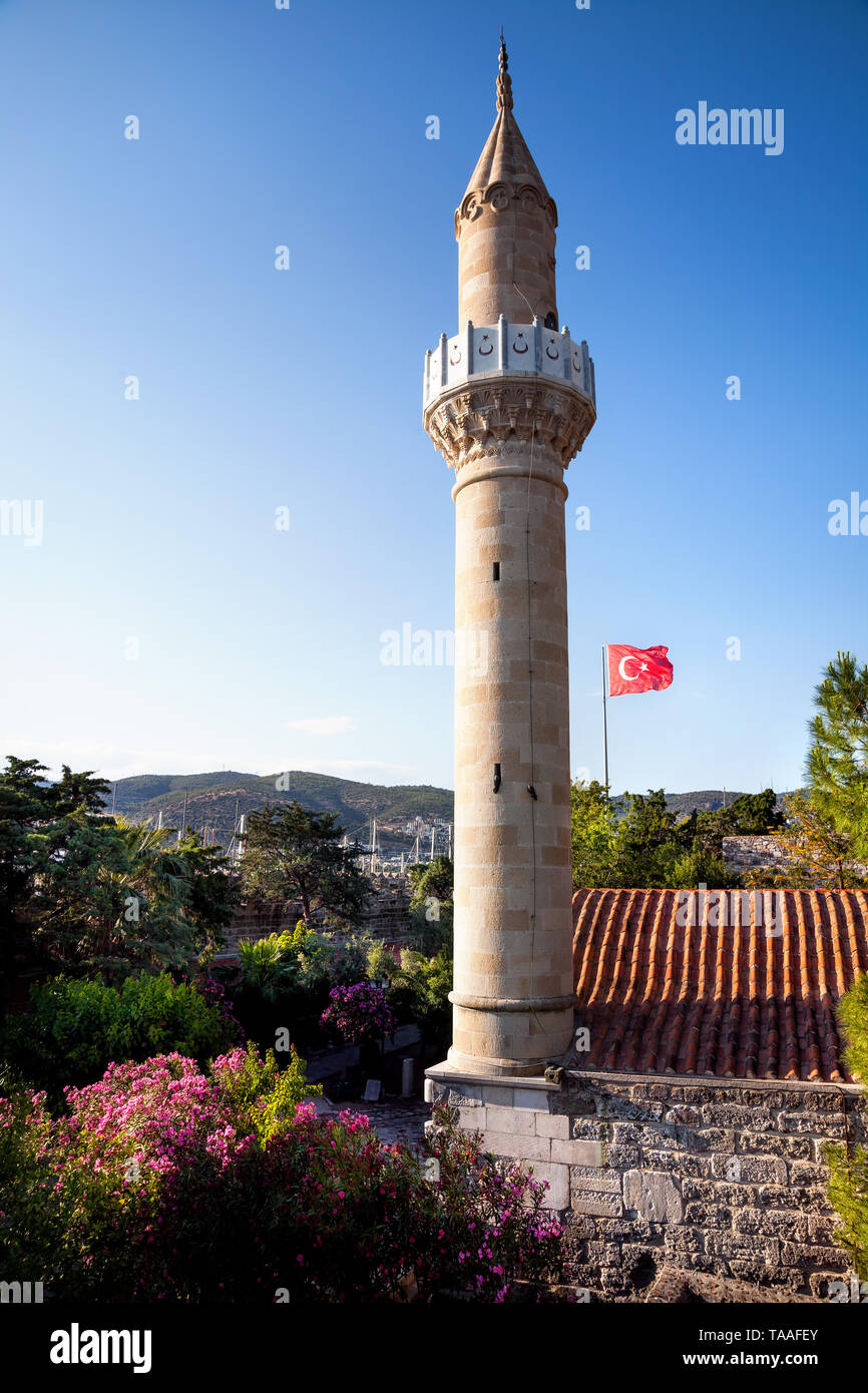 Moschea con torre a Castello di Bodrum museum, Turchia Foto Stock