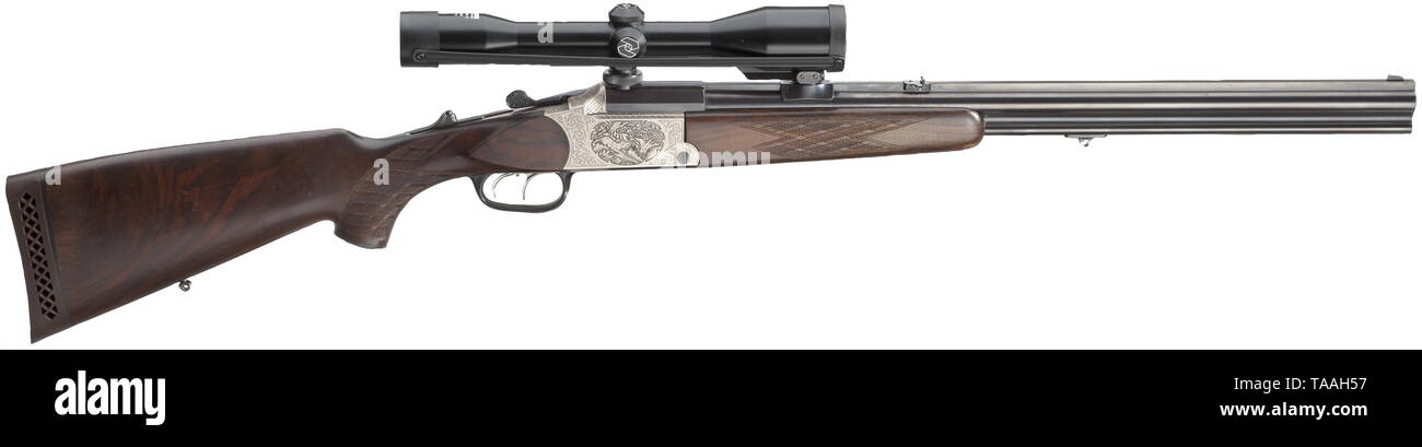 Bracci lunghi, moderne armi da caccia, al di sopra e al di sotto di fucile modello Blaser BBF 700, con ambito di applicazione e inserire la canna, calibro 16/70, 6,5 x 57R, numero 29664, Additional-Rights-Clearance-Info-Not-Available Foto Stock