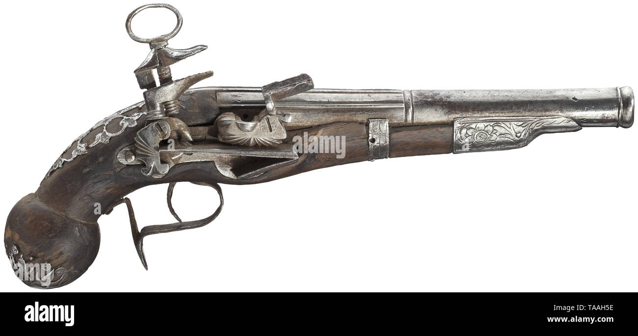 Piccole armi, pistole, flintlock pistola calibro 14,4 mm, Serat, Ripoll, Spagna, XVIII secolo, Additional-Rights-Clearance-Info-Not-Available Foto Stock