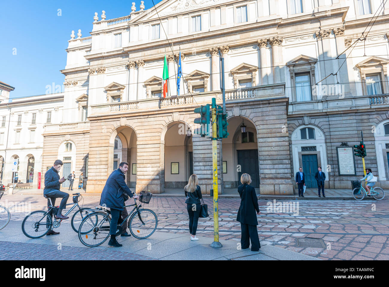 Milano, Italia - 23 Maggio 2019: facciata del Teatro La Scala, il leader della musica classica teatro in Italia Foto Stock