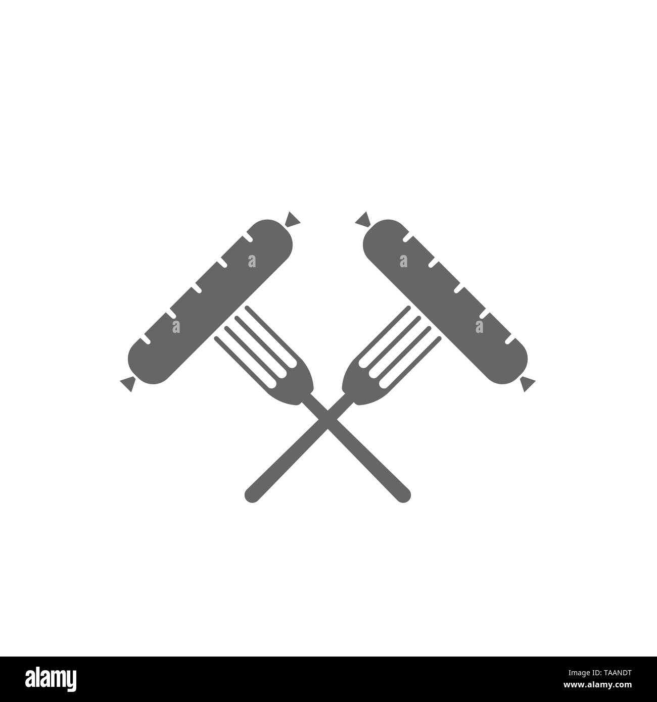 Forche con salsicce icona. Ana BBQ barbecue simbolo del concetto Illustrazione Vettoriale