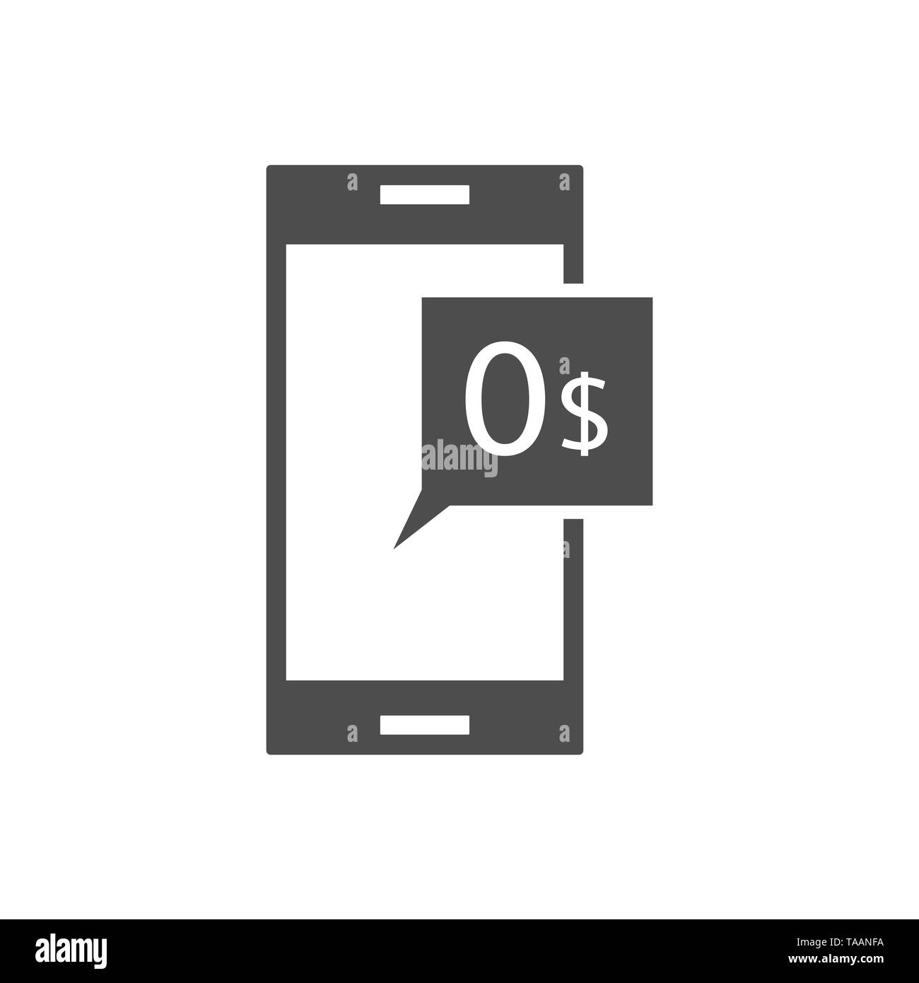 Il fallimento. 0 dollari messaggio sullo schermo dello smartphone, nessun pagamento illustrazione vettoriale Illustrazione Vettoriale