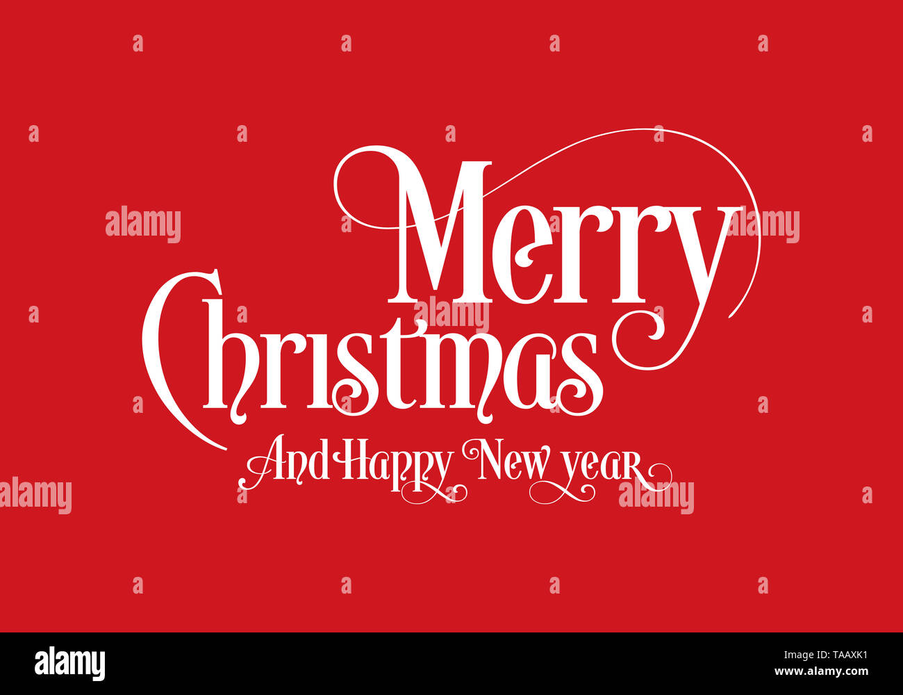 Felice Natale scritte Calligraphy testo Art Design con sfondo rosso. Merry Christmas testo Design Logo vettoriale, tipografia. Foto Stock