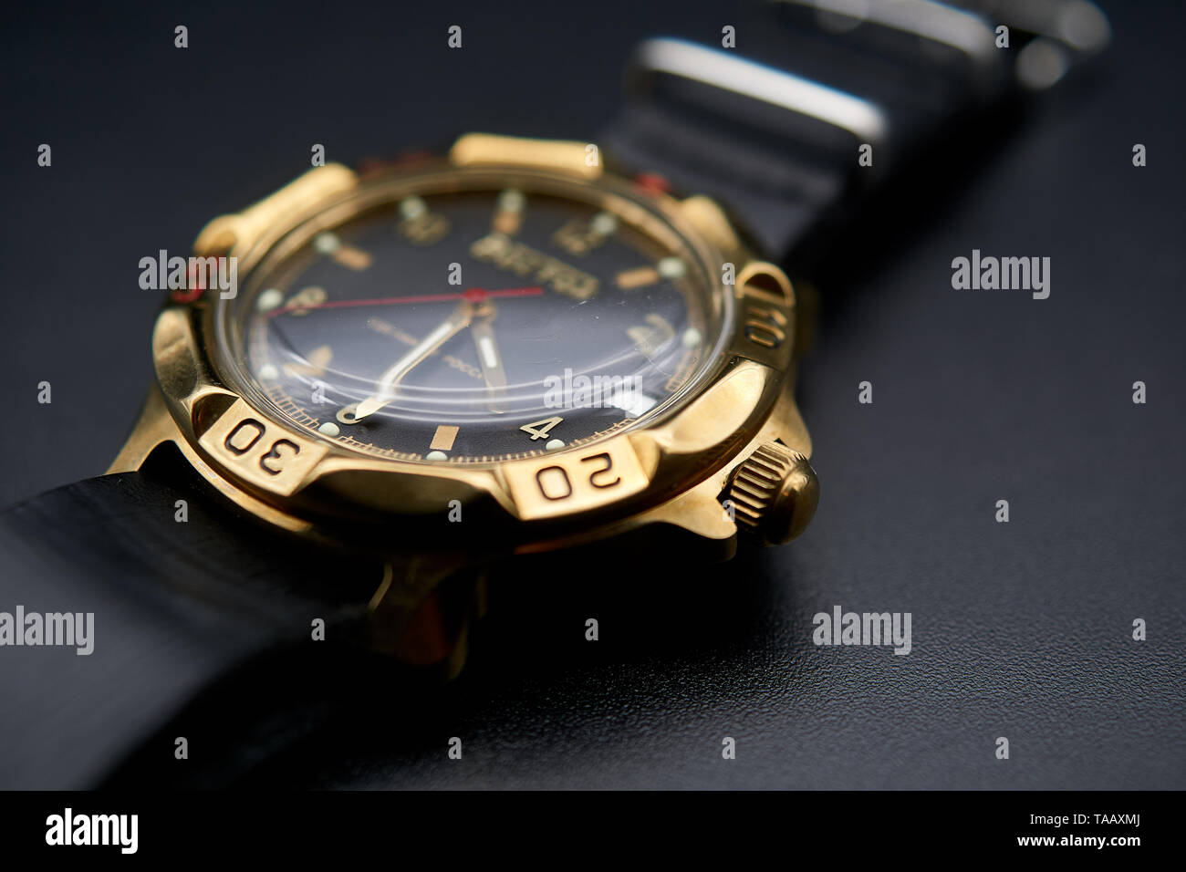 Fotografie di dettaglio di un vostock komanderski watch Foto Stock