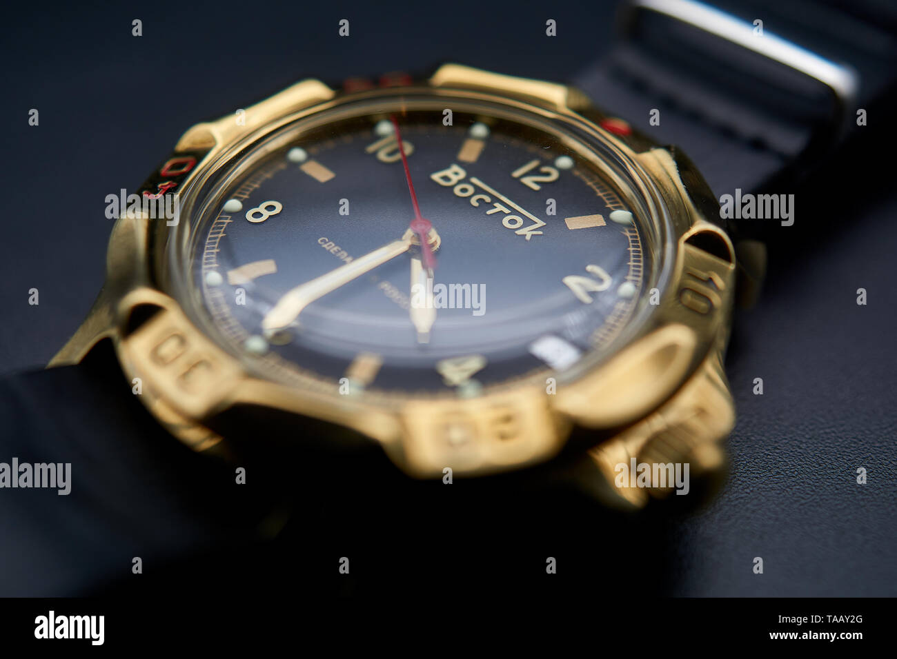 Fotografie di dettaglio di un vostock komanderski watch Foto Stock