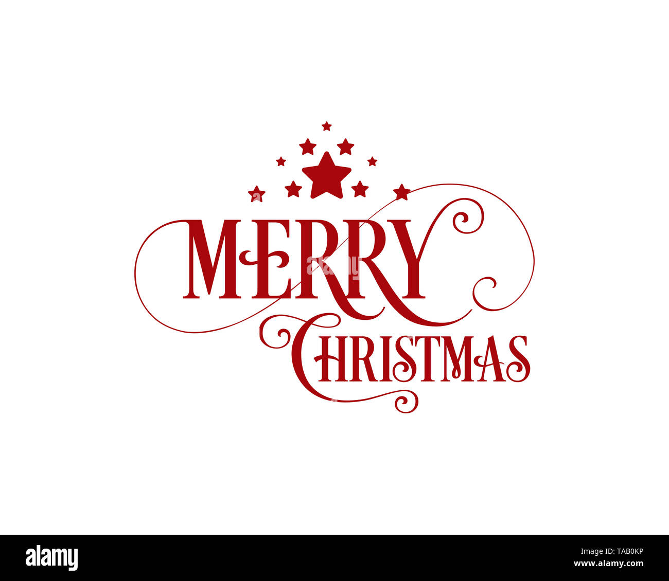 Buon Natale unica tipografia Handdrawn colore rosso con stelle. Grande elemento di design per esempio schede di saluti, Invito, biglietto di auguri. Foto Stock