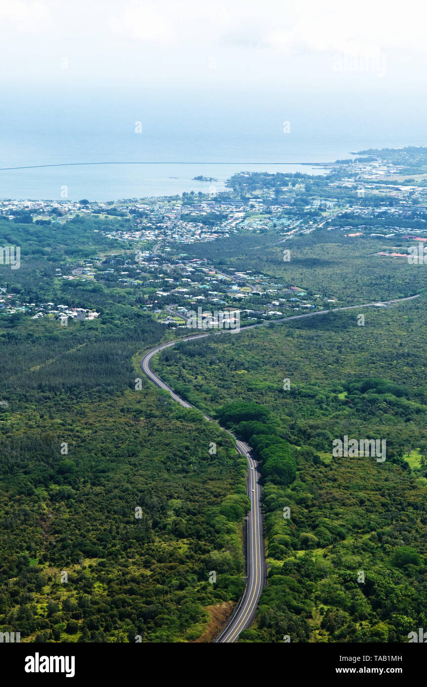 Fotografia aerea di Hilo, Hawaii Foto Stock