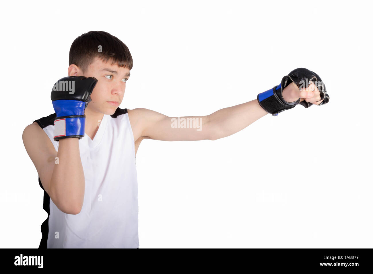 Caucasica boxer teenage punzonatura Foto Stock