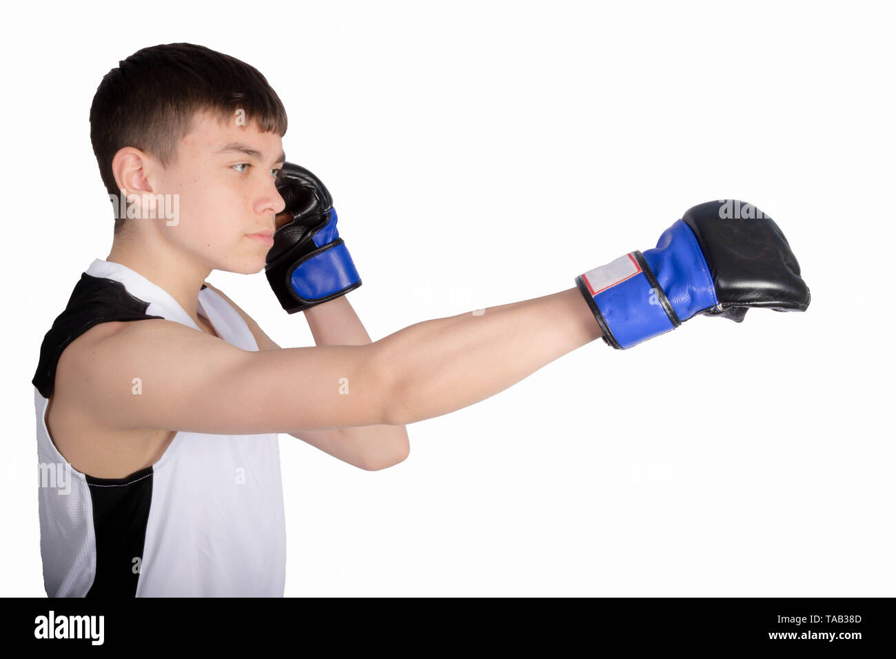 Caucasica boxer teenage punzonatura Foto Stock