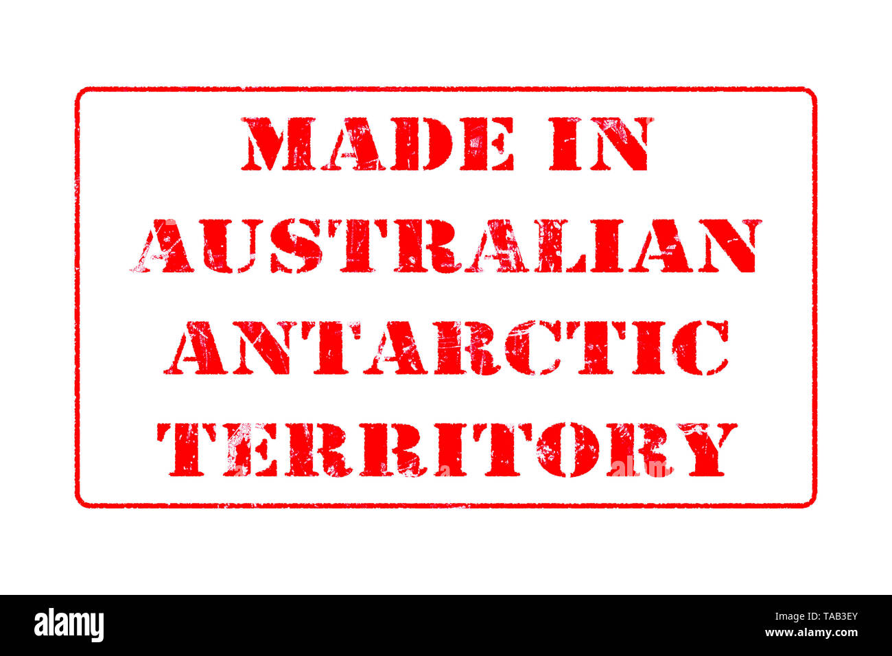 Timbro con inchiostro rosso su sfondo bianco concetto lettura effettuata in Territorio Australiano Antartico Foto Stock