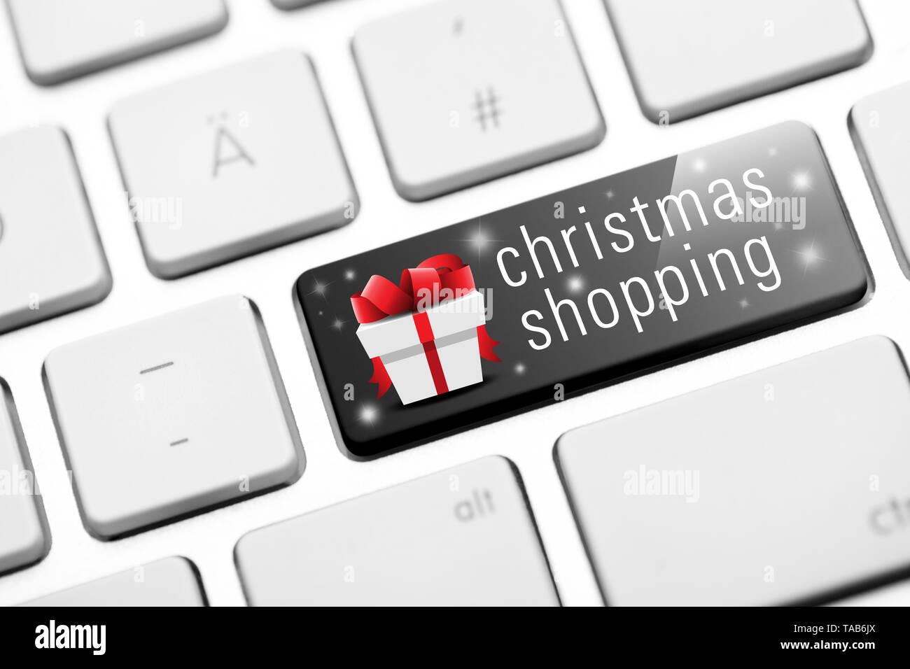 Shopping di Natale tastiera con icona regalo Foto Stock