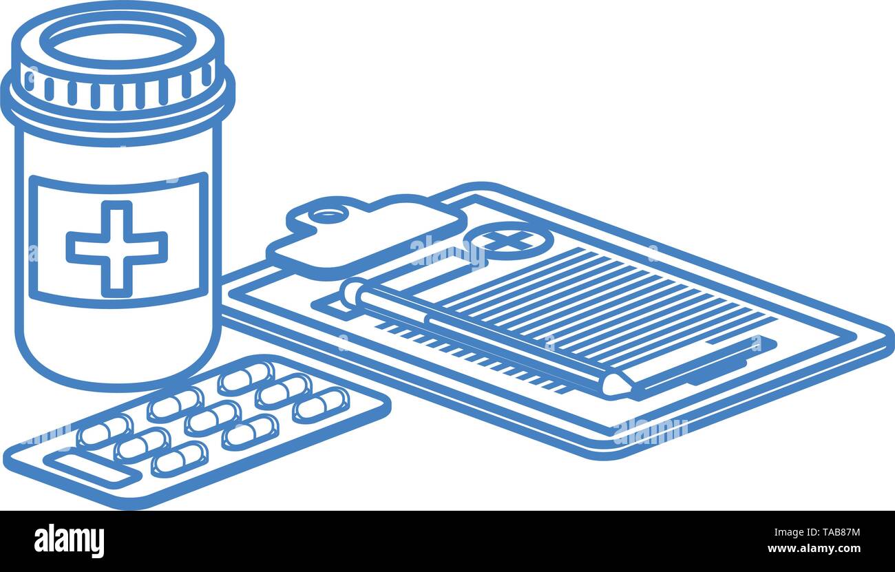 Paziente storia clinica in sfondo bianco Illustrazione Vettoriale