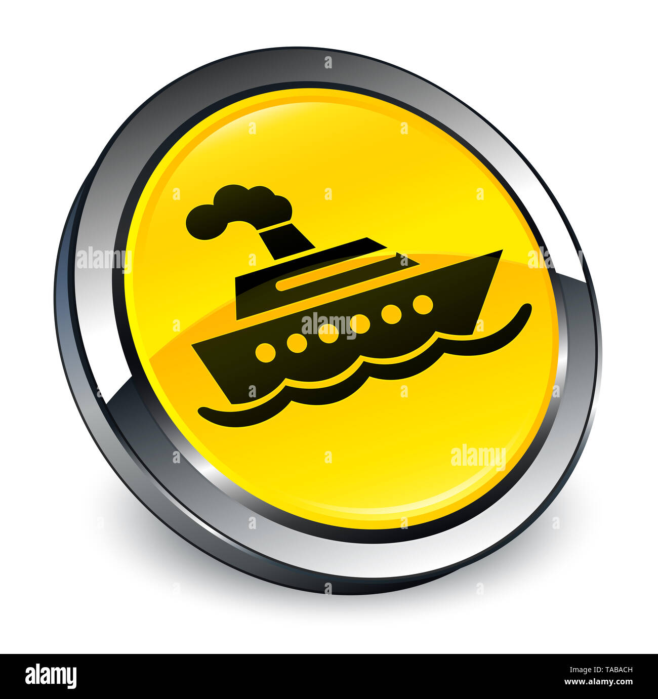La nave di crociera icona isolati su 3d giallo pulsante rotondo illustrazione astratta Foto Stock