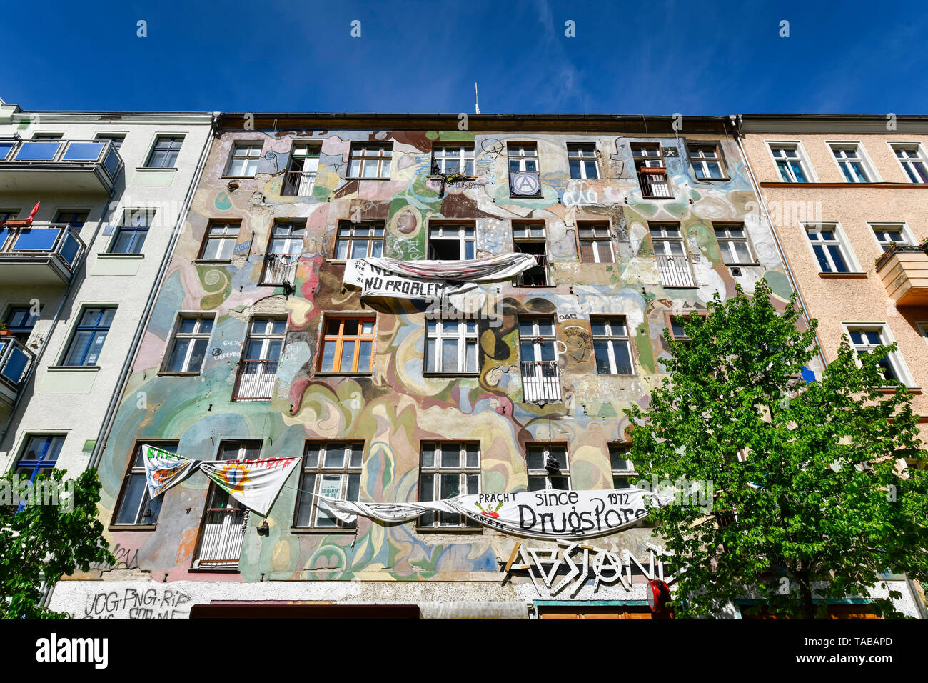 Casa occupata, Rigaer street 94, Friedrich di grove, Berlino, Germania, Besetztes Haus, Rigaer Straße 94, Friedrichshain, Deutschland Foto Stock