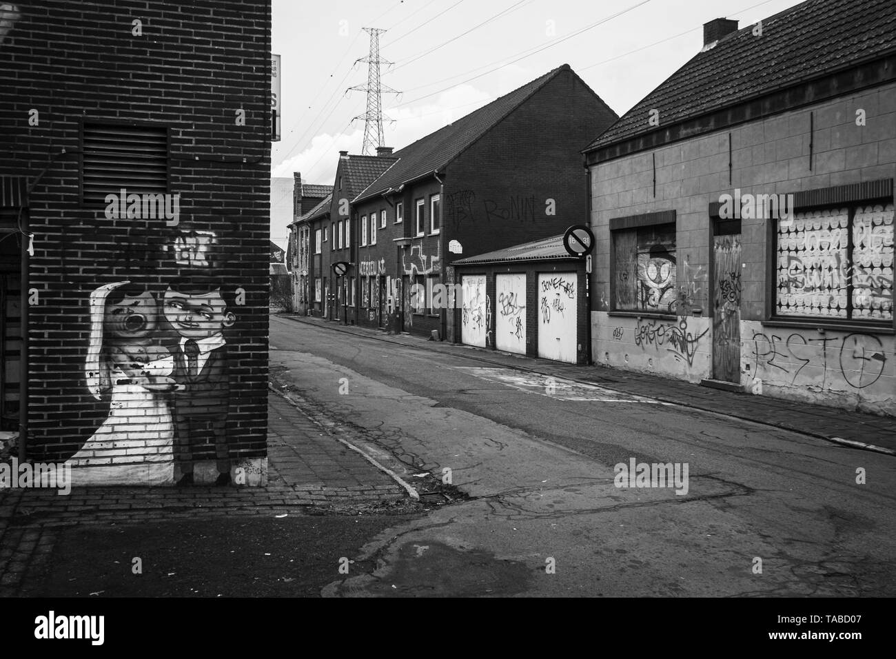 Città abbandonate di Doel in Belgio Foto Stock